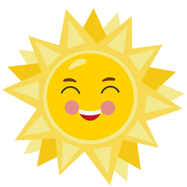 Mignon Visage Soleil Sourire Caractère — Image vectorielle