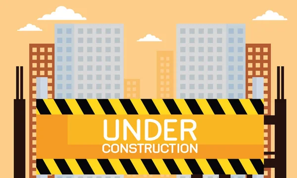 Sous Construction Étiquette Scène Affiche — Image vectorielle