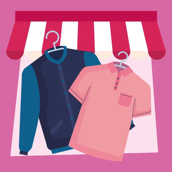 Chaqueta Camisa Ropa Moda Compras — Vector de stock