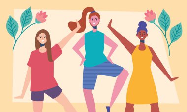 Genç kızlar egzersiz yapıyor.