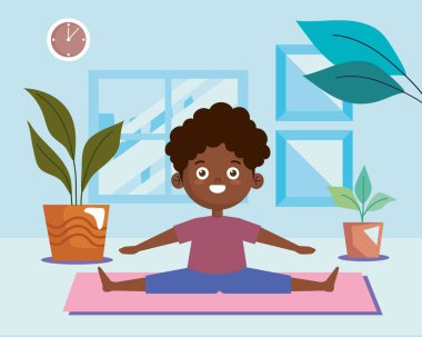 afro küçük çocuk yoga karakteri