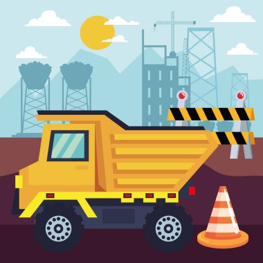 Çöp kamyonu ve koni sahnesi