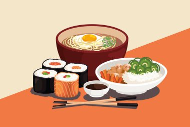 Suşi posterli ramen ve undon.