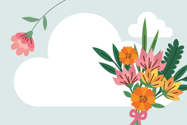 Flores Nuvens Cena Jardim —  Vetores de Stock