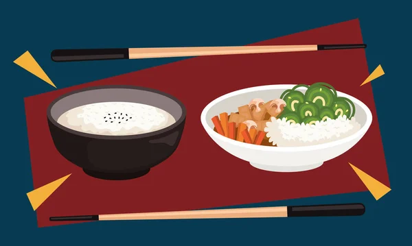 Udon Dan Yoshoku Poster Makanan Jepang - Stok Vektor