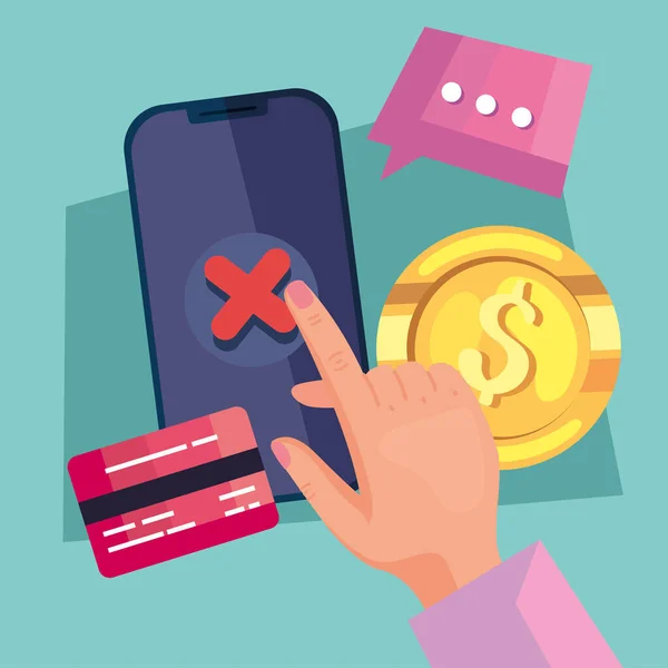 Smartphone Com Cartão Crédito Pagamentos Móveis —  Vetores de Stock