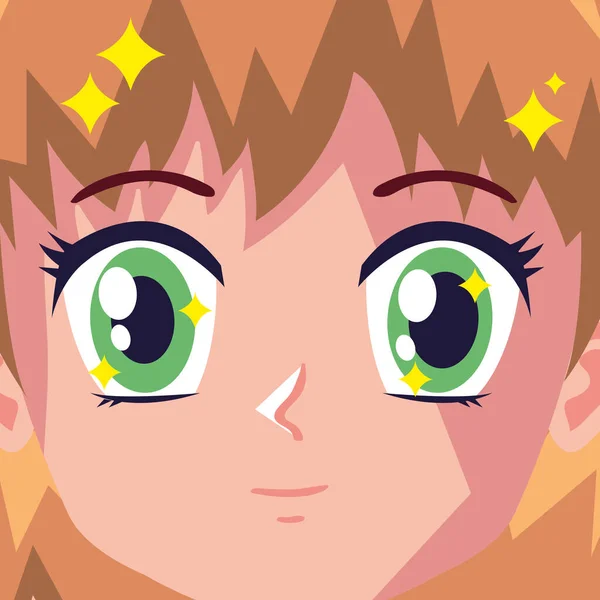 Anime Blond Flicka Ansikte Karaktär — Stock vektor