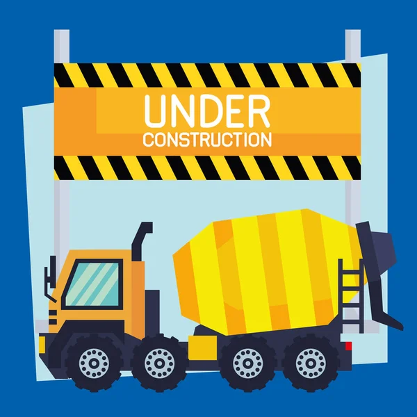 Bajo Etiqueta Construcción Póster Camión — Vector de stock