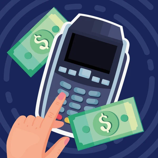 Voucher Machine Met Facturen Mobiele Betalingen — Stockvector