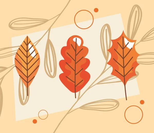 Plantilla Temporada Otoño Con Hojas — Vector de stock