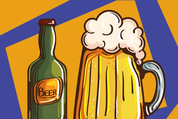 ビール瓶とグリーンボトルのポスター — ストックベクタ