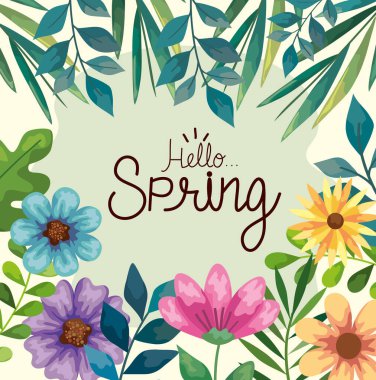 Merhaba çiçekli bahar harfleri.