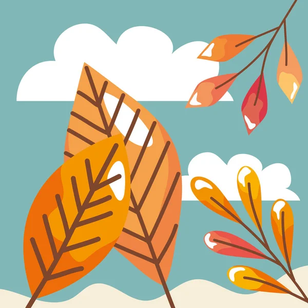 Herbstblätter Und Wolken — Stockvektor