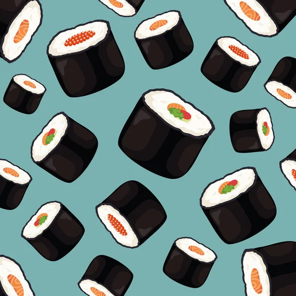 Futomaki Sushi Fondo Patrón Japonés — Vector de stock