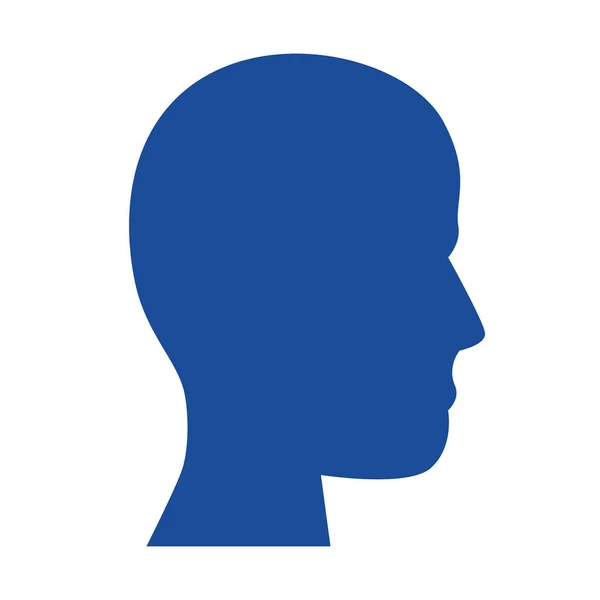 Menselijk Profiel Silhouet Blauw Pictogram — Stockvector