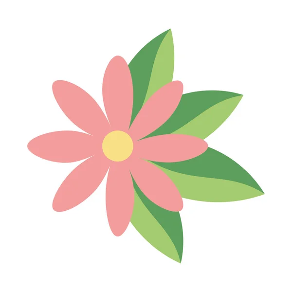 Rosa Blume Und Blätter Symbol — Stockvektor