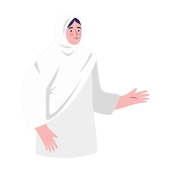 Muslim Woman Standing Position Character — Stock Vector