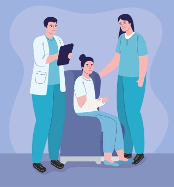 Hasta sahnesi olan doktor ve hemşire.