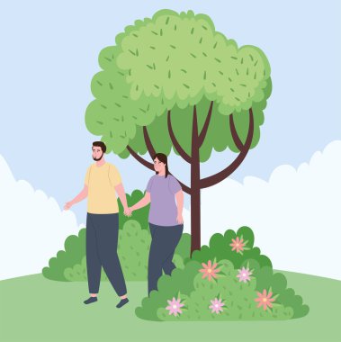 peyzaj karakterli çift aşıklar