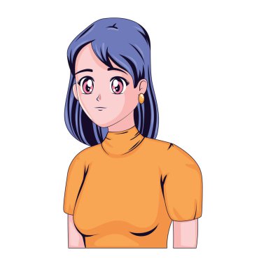 anime kız mavi saçlı karakter