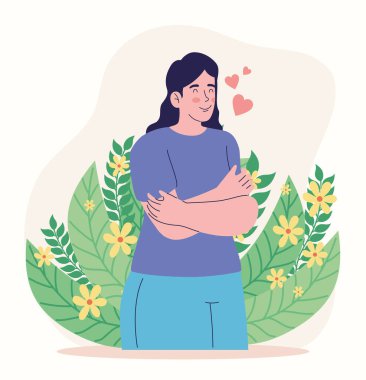 Bahçedeki yüksek özsaygısı olan kadın