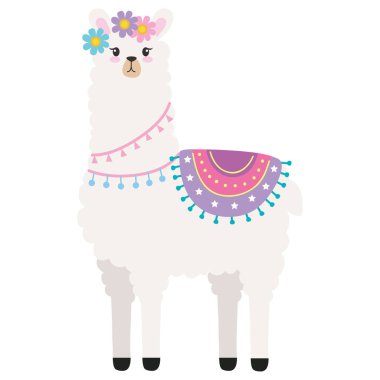 Çiçekli lama hayvan karakteri