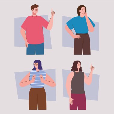 bir grup genç karakter