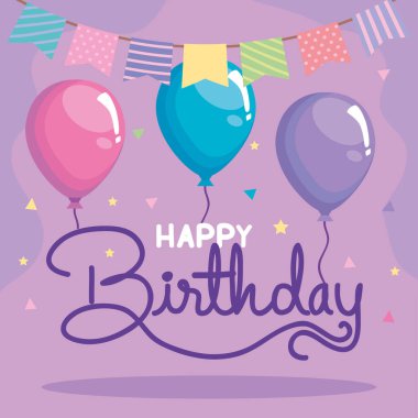 Mutlu yıllar, çelenkli mektup posteri.