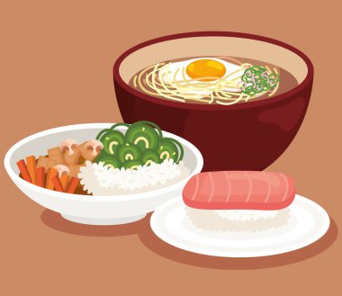 Ramen ve Japon yemek afişi.