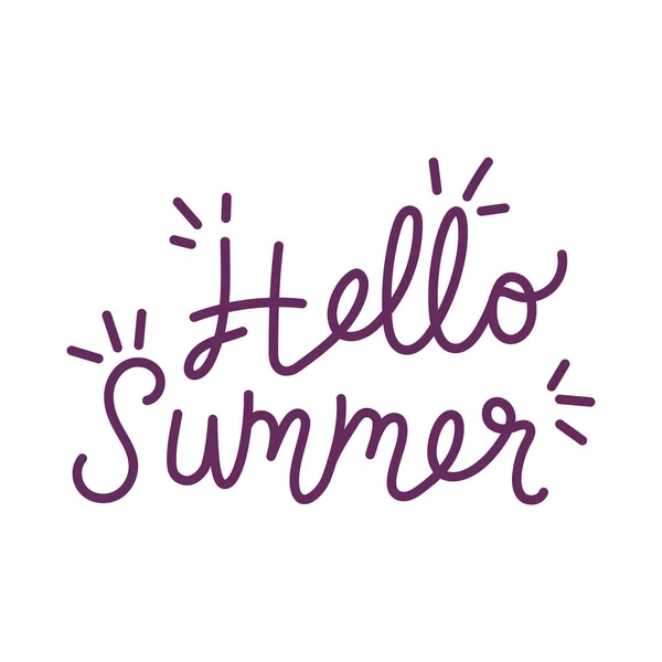 Hello Summer Lettering Calligraphy Icon — Stock Vector