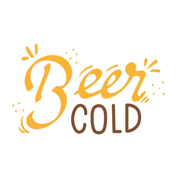 Beer Cold Lettering Calligraphy Icon — Stock Vector