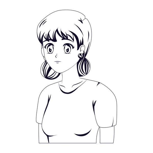 Anime Kız Çizim Stili Karakter — Stok Vektör