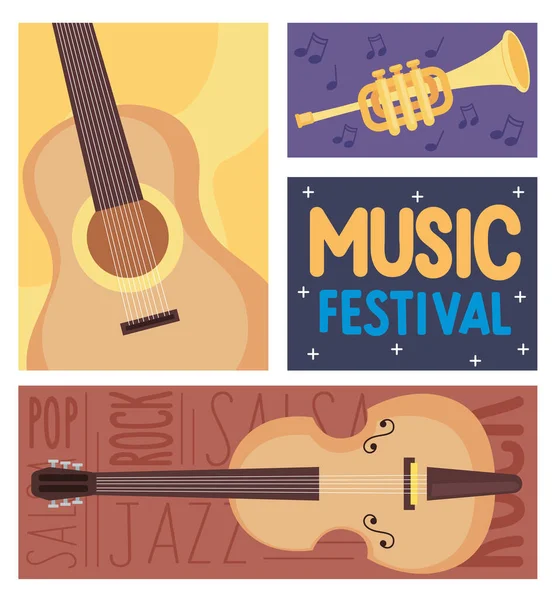 Affiche Festival Musique Avec Instruments — Image vectorielle
