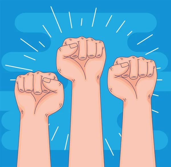 Fists Hands Protesting Icons — Stock Vector