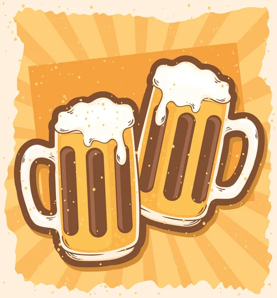 Cartaz Retrô Cerveja Com Frascos —  Vetores de Stock