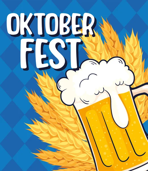 Cartaz Festival Oktober Com Jarra Cerveja —  Vetores de Stock