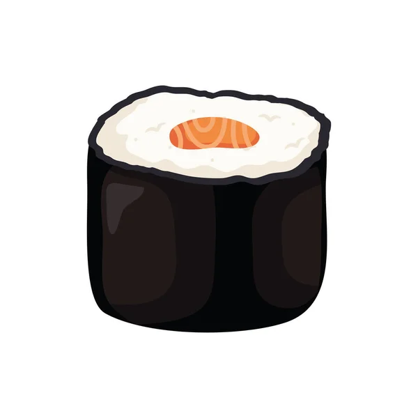 Noir Sushi Japonais Rouleau Icône — Image vectorielle