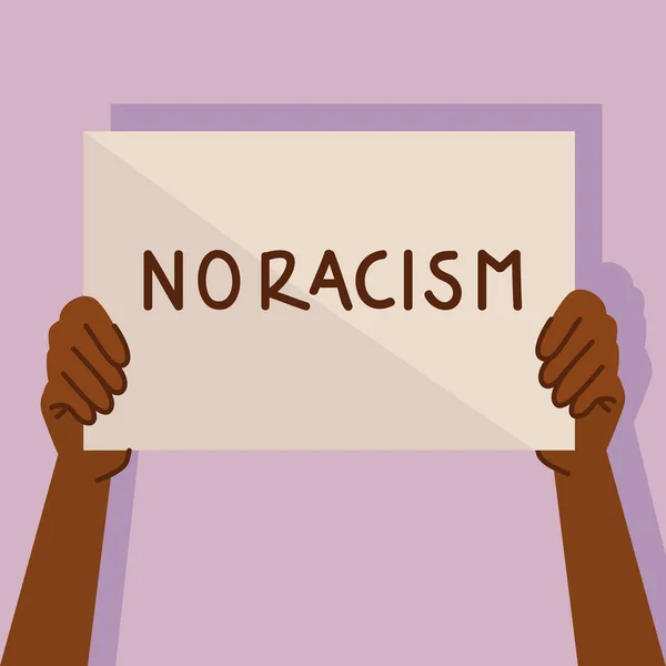 Activista Afro Sin Pancarta Racismo — Vector de stock