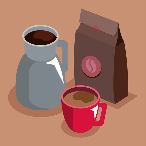 Coffee Bag Teapot Icons — Stockový vektor