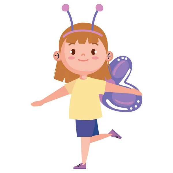 Kleiner Schmetterling Mädchen Spielfigur — Stockvektor