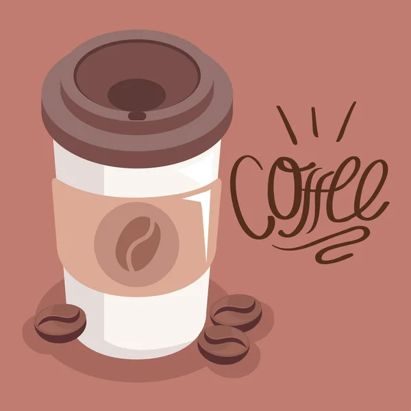 Coffee Lettering Card Take Away — Stock Vector