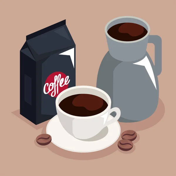 Kaffeetasche Und Utensilien Isometrisch — Stockvektor