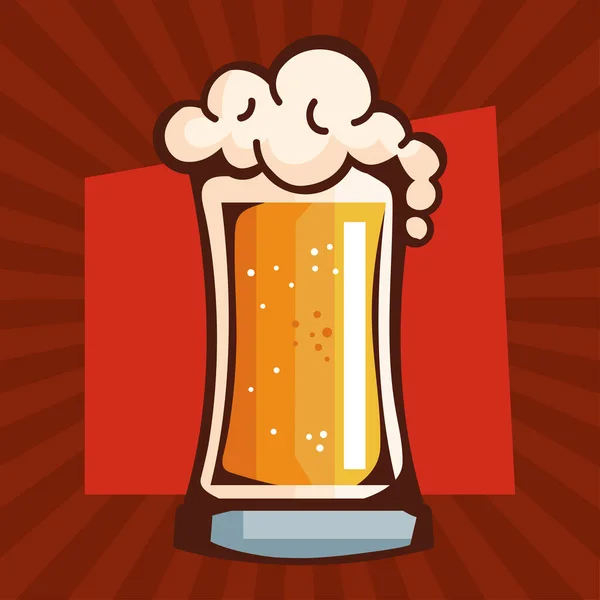 Pot Bière Avec Affiche Mousse — Image vectorielle