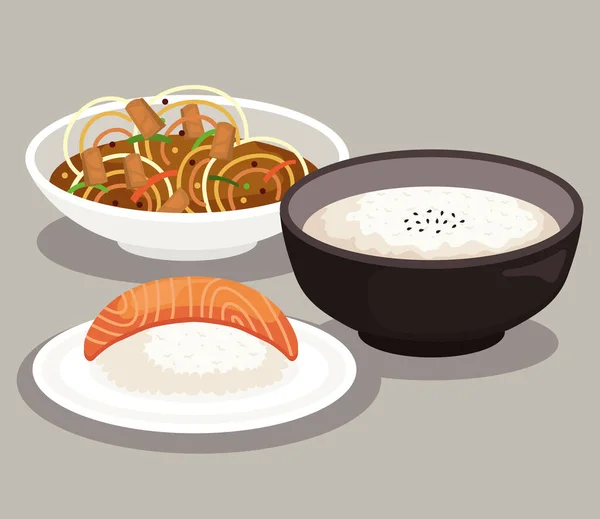 Menu Nourriture Soupe Japonaise — Image vectorielle