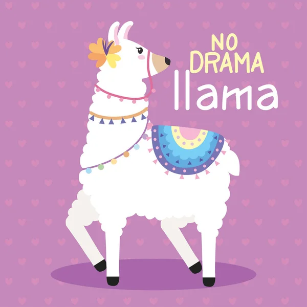 Sin Drama Tarjeta Letras Llama — Vector de stock