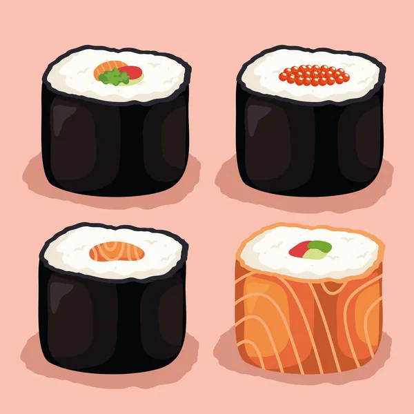 Sushi de pixel art e ícone de vetor de papel de menu de comida