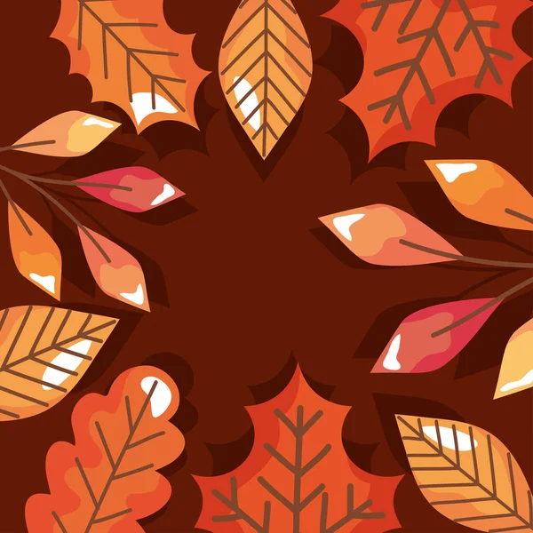 Cartel Decorativo Marco Hojas Otoño — Vector de stock