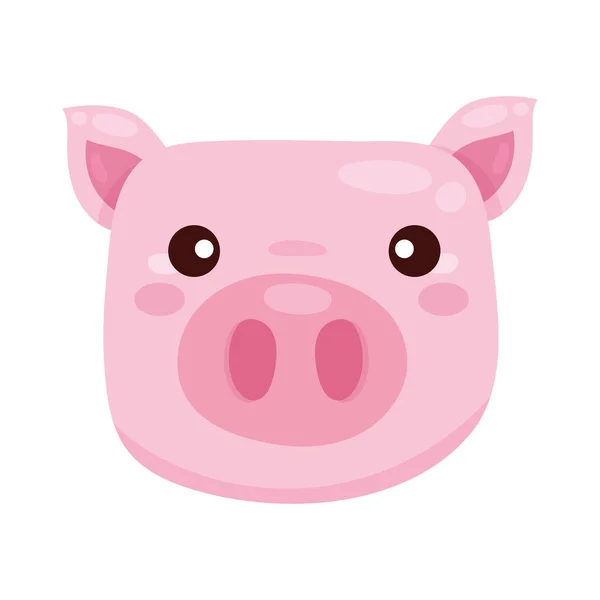 Pig Farm Animal Head Character — Stock Vector