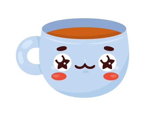 Teacup Kawaii Comida Carácter Cómico — Archivo Imágenes Vectoriales