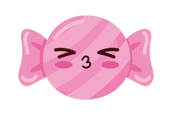 Roze Snoep Kawaii Zoet Eten Karakter — Stockvector